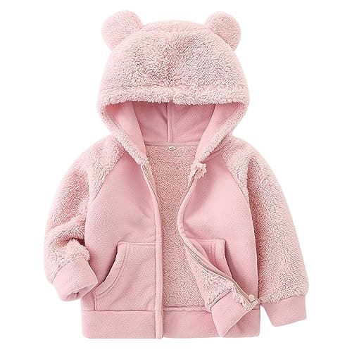 YAGTA Girls Jacket Toddler Fleece Jacket Warm Girls Fleece Jacket Toddler Boy Winter Coat Fleece Jacket Kids Pink 5-6 Years 130