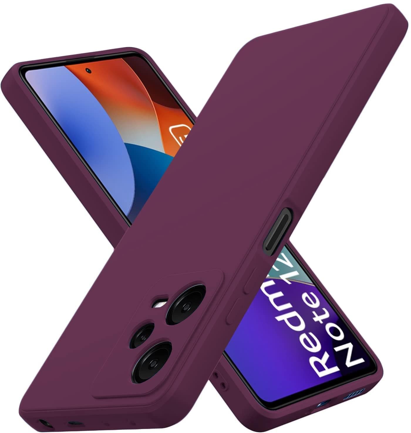DIZORO Compatible with Mi Redmi Note 12 Pro 5G Back Cover with Upgraded Square Edges for Camera Protection Shockproof Flexible Matte Liquid Silicone Mobile Phone Case (Wine Red)