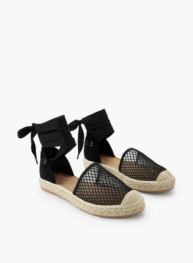 Girls Mesh Ankle Strap Espadrille Shoes — 37