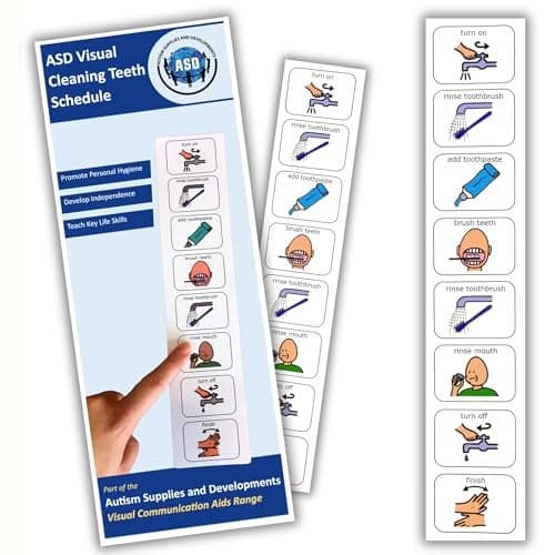 Autism Brushing Teeth Routine Chart –Visual Schedule for Kids -Premium Durable Plastic -Teach How to Brush Your Teeth –Autism Learning Materials –Bathroom Visual for Autism