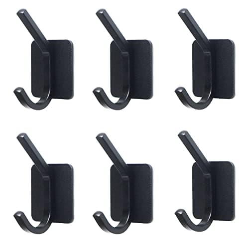 JIALTO 6 pcs Self-Adhesive Stainless Steel Hooks: Heavy-Duty Wall Hangings, Waterproof & Drill-Free - Strong Towel, Coat, and Kitchen Hooks for Bathroom and Kitchen (matt Dual Hook)