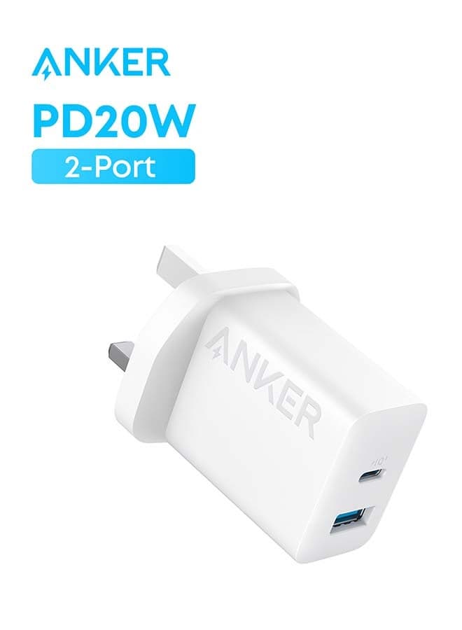 USB C Plug, iPhone Charger, 20W Dual Port USB Fast Wall Charger, USB C Charger Block for iPhone Series, iPad Pro, AirPods, and Samsung Series(Cable Not Included) White White