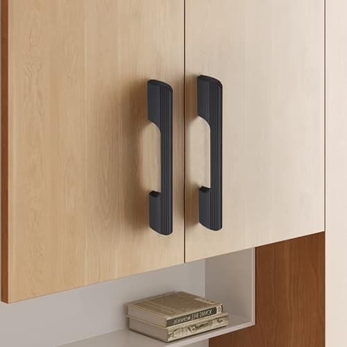 LAPO 6 Piece Cabinet Drawer Handles for Kitchen, 8 Inch Wardrobe Handle, Pull Handles for Pooja Mandir, Cupboard, Almirah (200mm, Black Finish, 3 Years Warranty) M-FB