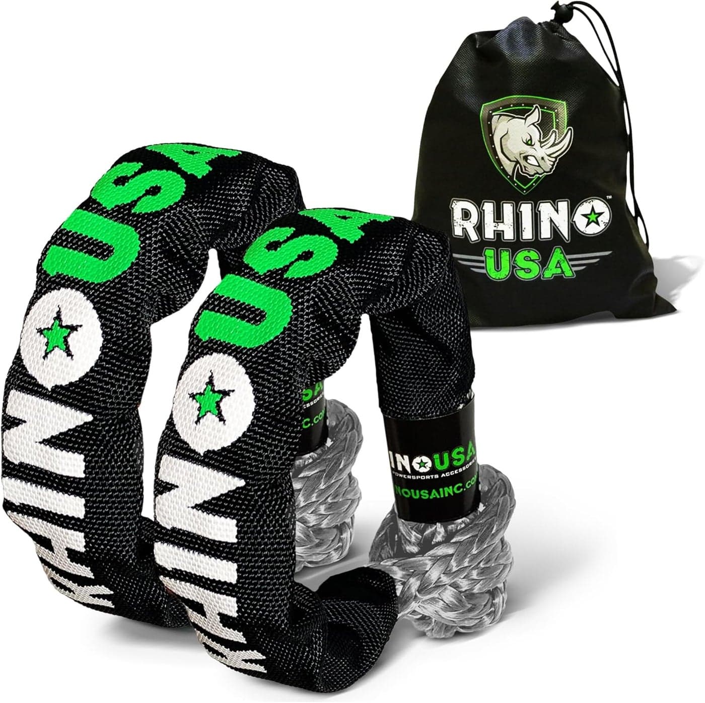 Rhino USA Synthetic Soft Shackle Rope - 44,050lb Max Break Strength Recovery Shackles for UTV, ATV, Trucks, 4x4 (1/2" 2-Pack Gray)