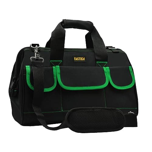 FASTECH 20 Inch Tool Bag With Comfortable Shoulder Straps, Waterproof Wide Mouth Tool Kit, Large Tool Bag Tool Storage Package For Men/Women (20IN Green)