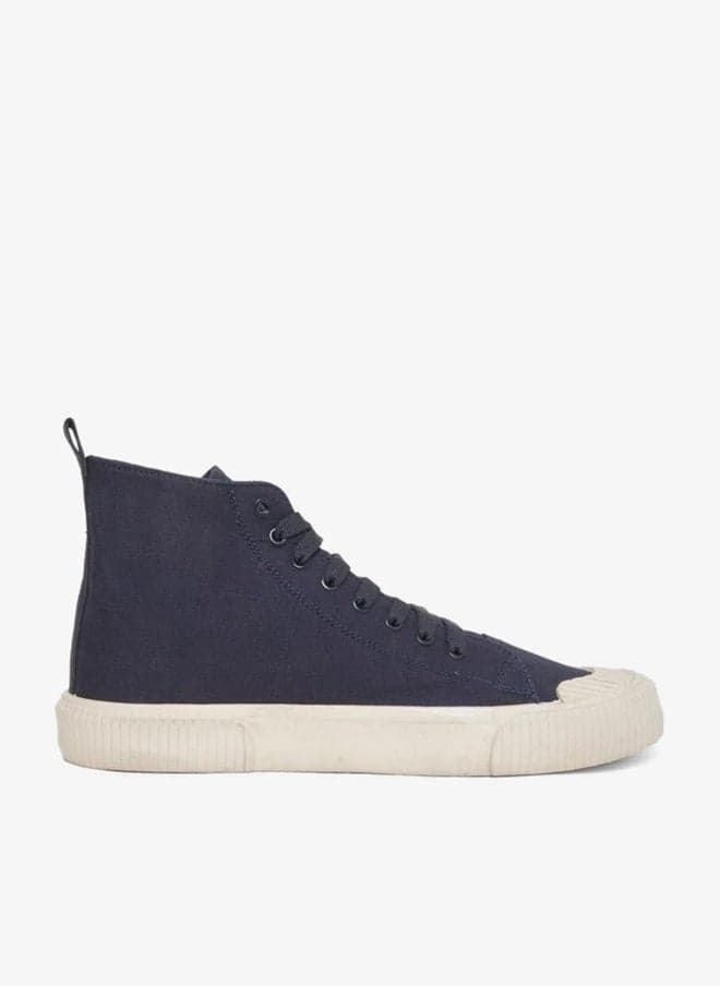 Men Blue Canvas High-Top Sneakers