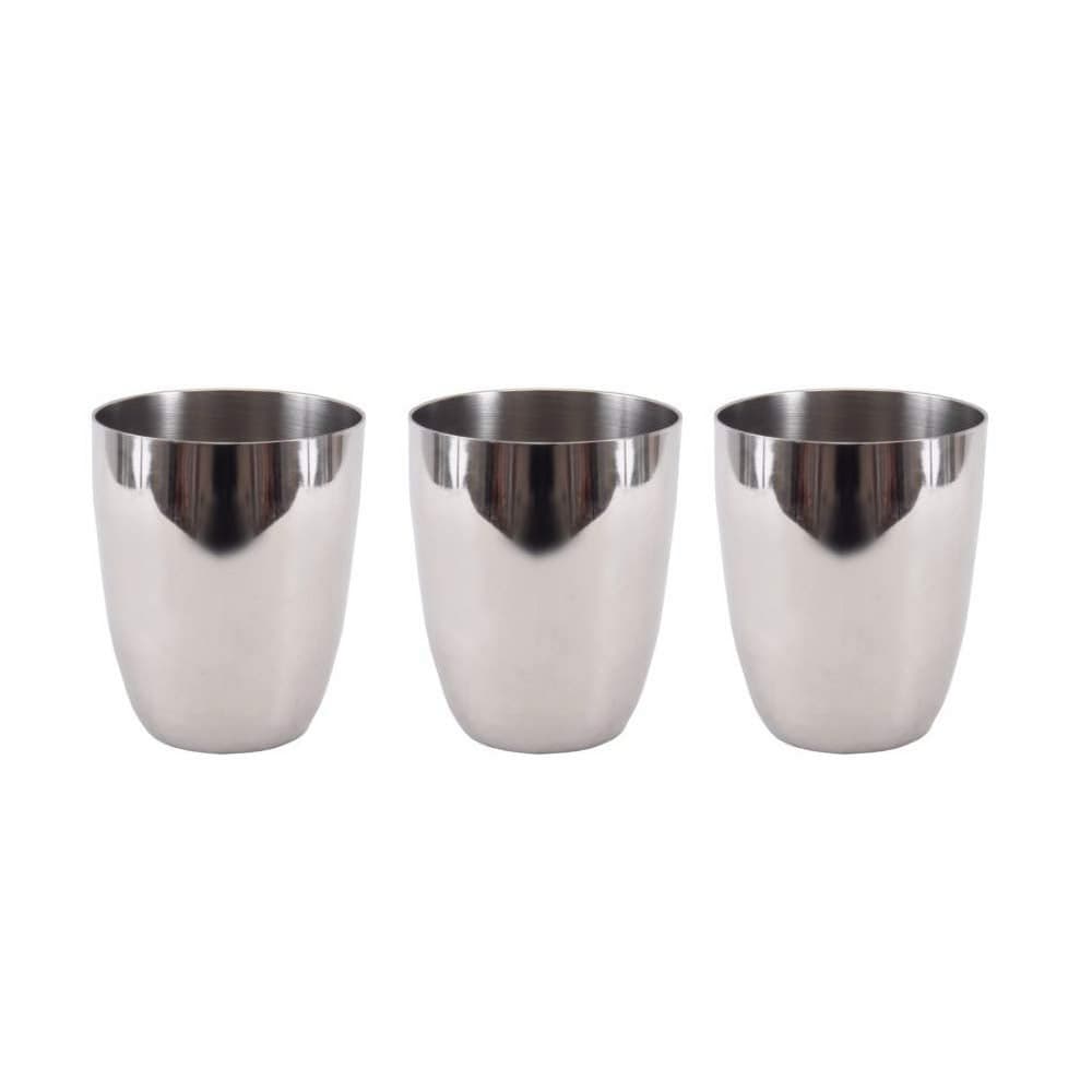 Shradha Trading Stainless Steel Tumblers Set of 3Steel GlassIndian TumblersSteel Water Glasses set of 3