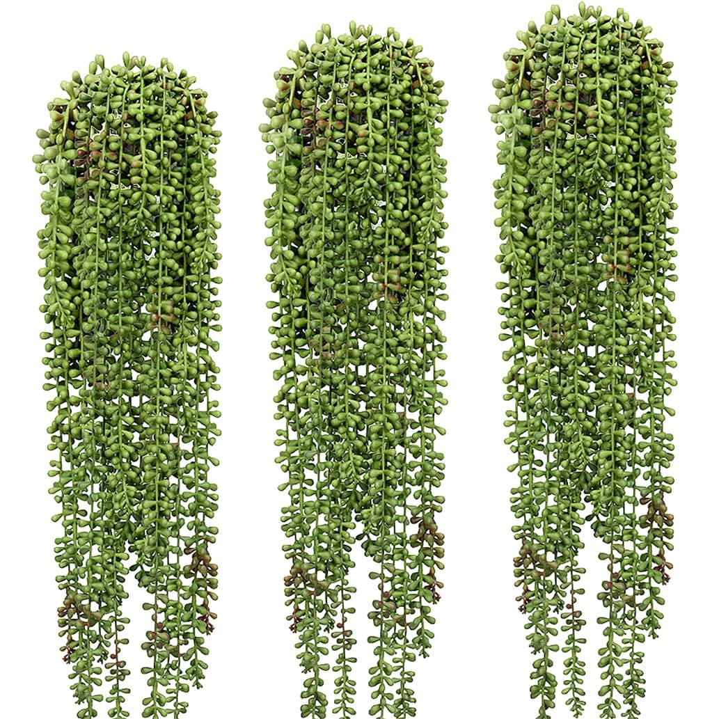 3 Pcs String of Pearls Plant Artificial Hanging Succulents Plants for Home Garden Decor Pots Not Included