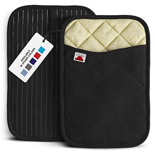 Big Red House - Silicone Pot Holders- Set of 2 Black- 10x3- Heat Resistant Kitchen Protectors for Hot Pans and Baking Professional Grade Cooking Mitts