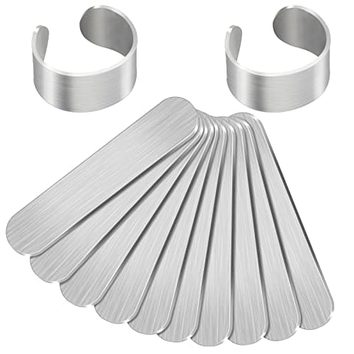 12 Pieces Metal Stamping Blanks Aluminum Rings Blanks 0.47 x 2.24 Inch Bending Blanks Rings Blanks for DIY Jewelry Making Customizing Adjustable Ring Size 7-9