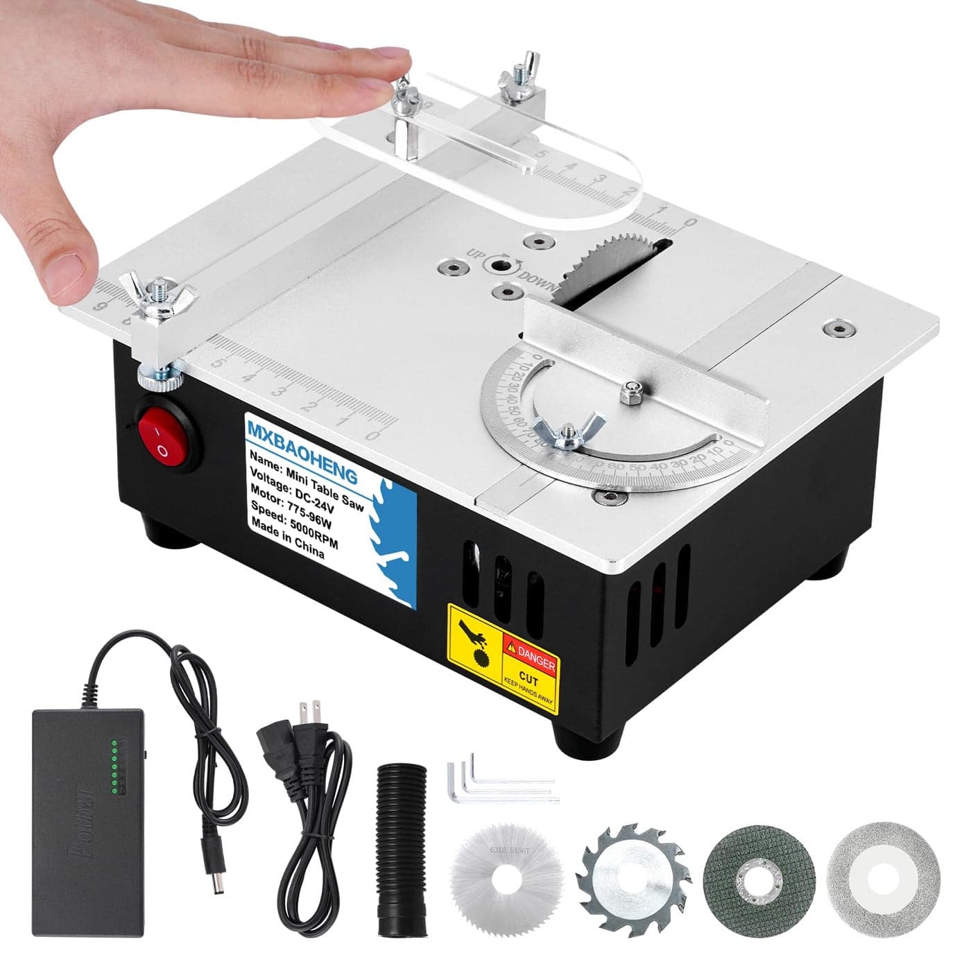 MXBAOHENG Mini Table Saw S3 Portable Precision Craft Table Saw 12 Adjustable Cut Depth Seven Speed Adjustable Power Supply for Small Hobby Woodworking Miniature Wood Craft Cutting