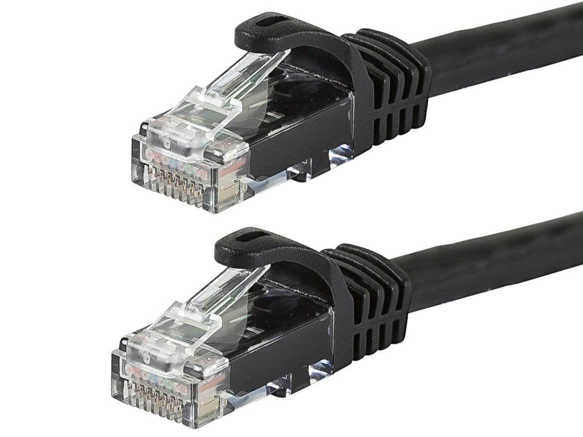 Monoprice Cat5e Ethernet Patch Cable - Snagless RJ45, Stranded, 350Mhz, UTP, 24AWG, 0.5 Feet, Black - Flexboot Series
