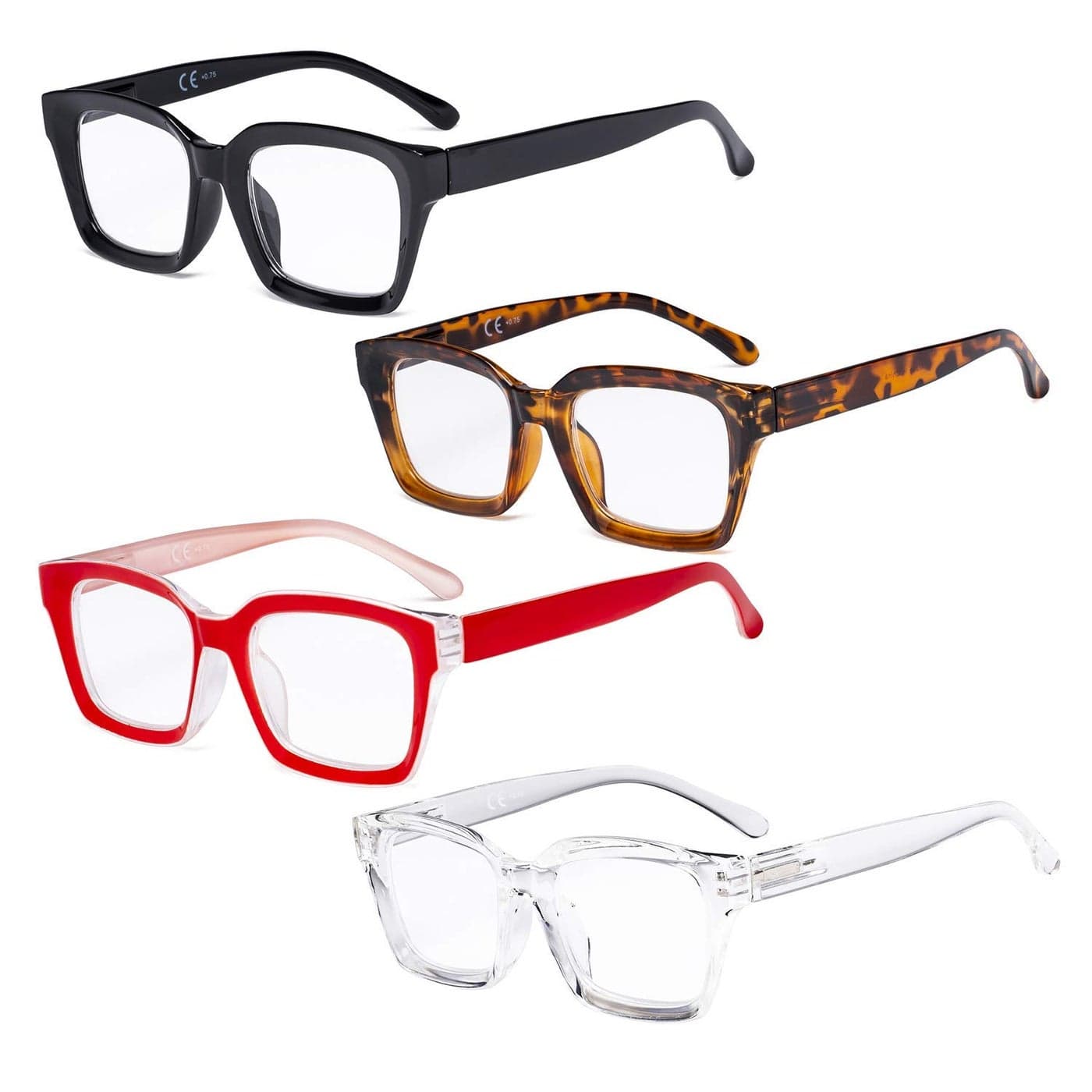 Eyekepper 4 Pack Ladies Reading Glasses Oversized Square Design Readers for Women
