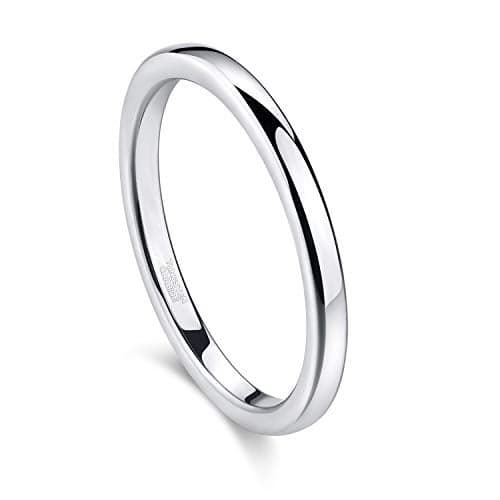 Greenpod 2mm Tungsten Carbide Rings for Women High Polished Thin Plain Domed Engagement Wedding Band Size 8