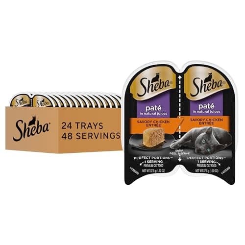 Sheba Perfect Portions Wet Cat Food Pate Savory Chicken Entree, 2.6 oz. Twin-Pack Trays (24 Count, 48 Servings)