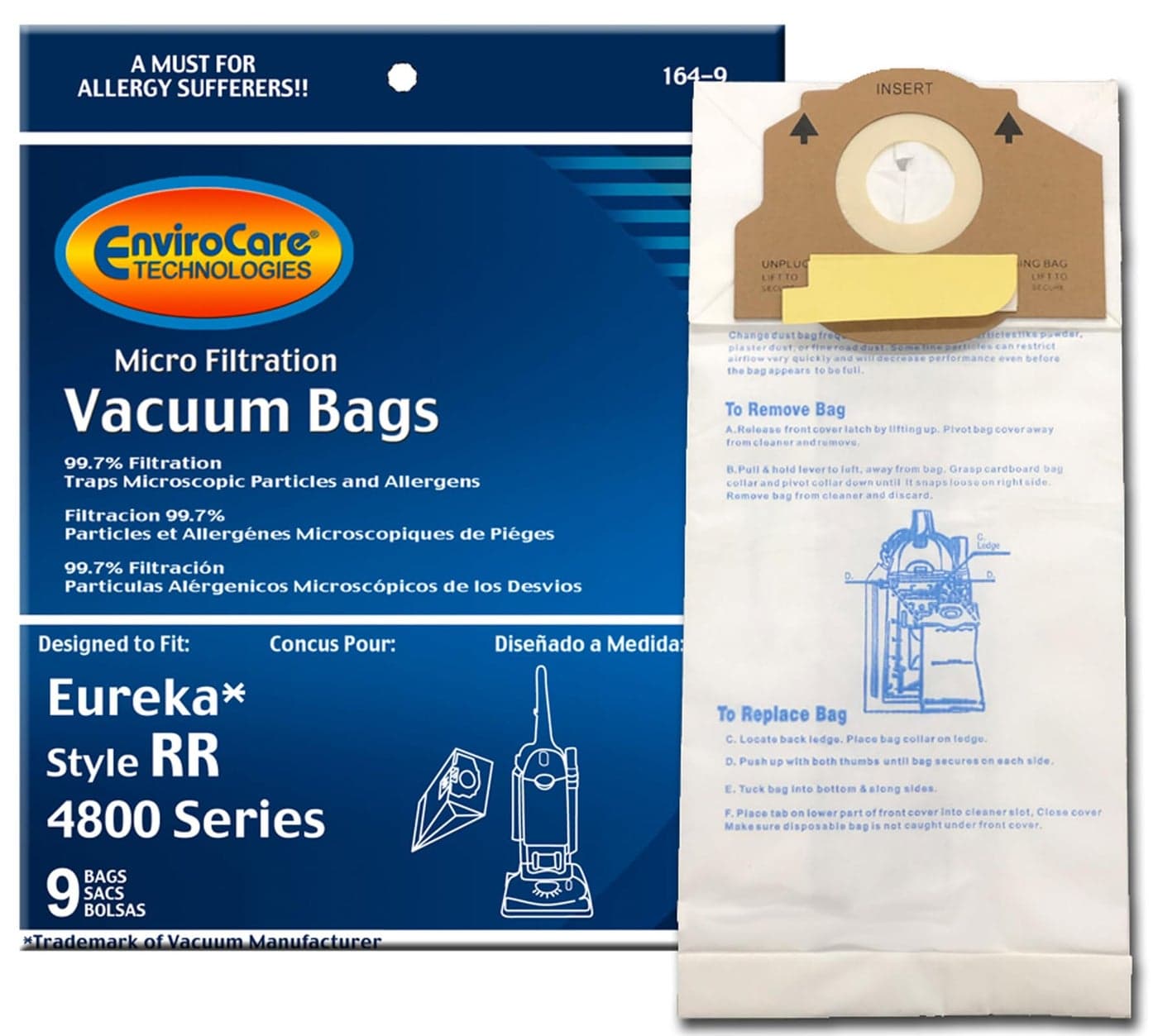 EnviroCare Replacement Vacuum Bags for Eureka RR 61115 Boss Smart Vac 4800 9 Pack