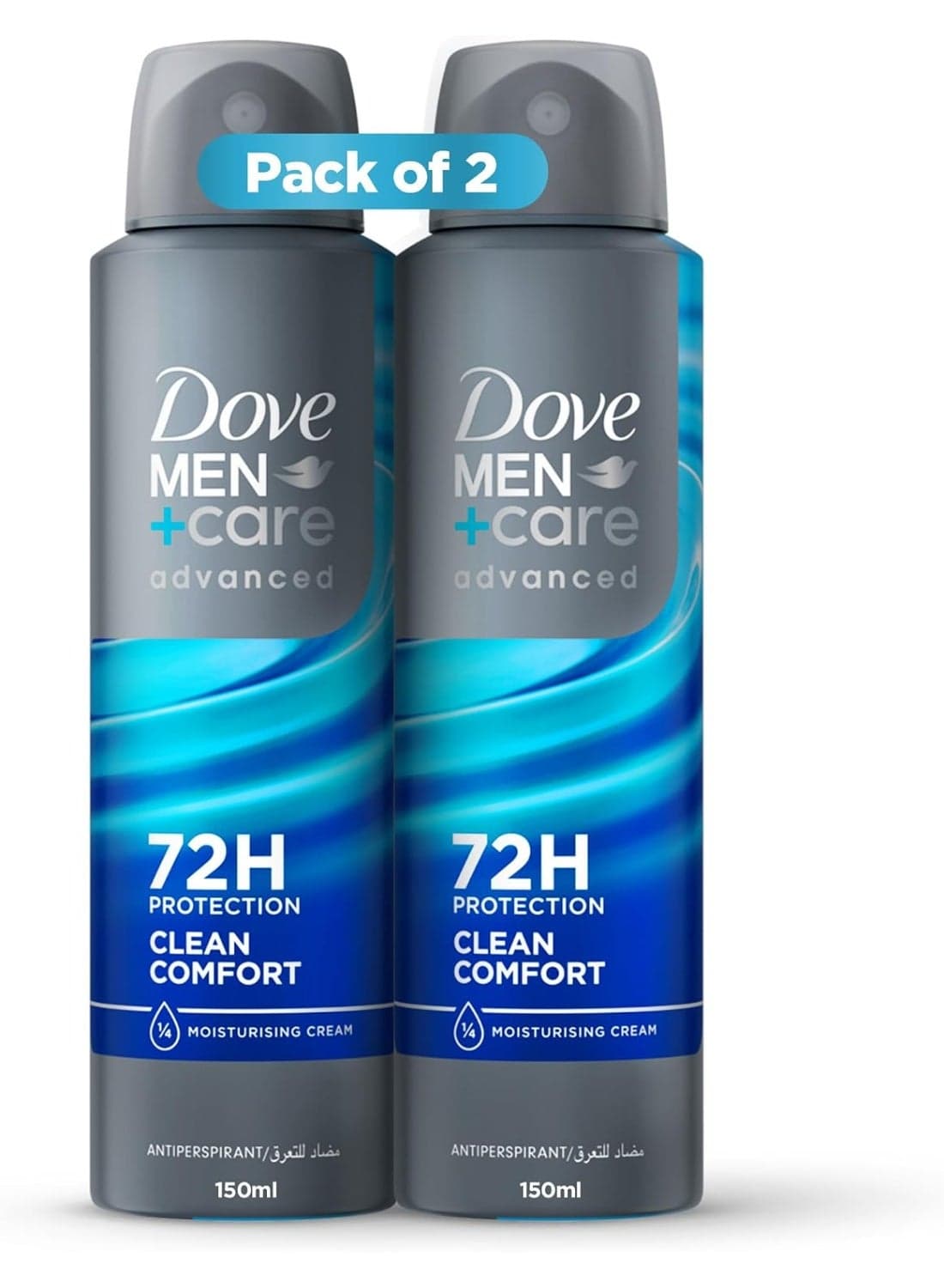 DOVE MEN+CARE Antiperspirant Deodorant Spray, Clean Comfort,150ml x 2