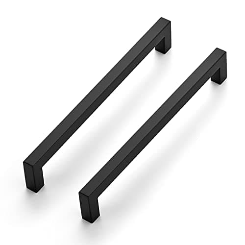 Ravinte 1 Pack 8 Inch Kitchen Square Cabinet Handles Matte Black Pulls Black Drawer Pulls Kitchen Cabinet Hardware for Cupboard Drawer Handles
