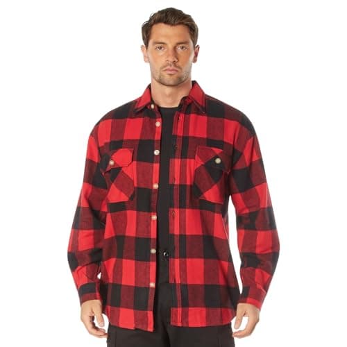 Rothco Buffalo Plaid Flannel Shirt - Rugged Comfortable and Warm Outdoor Shirt Jacket (US, Alpha, 3X-Large, Regular, Regular, Red Plaid)