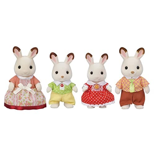 Calico Critters Chocolate Rabbit Family - Set of 4 Collectible Doll Figures for Children Ages 3+