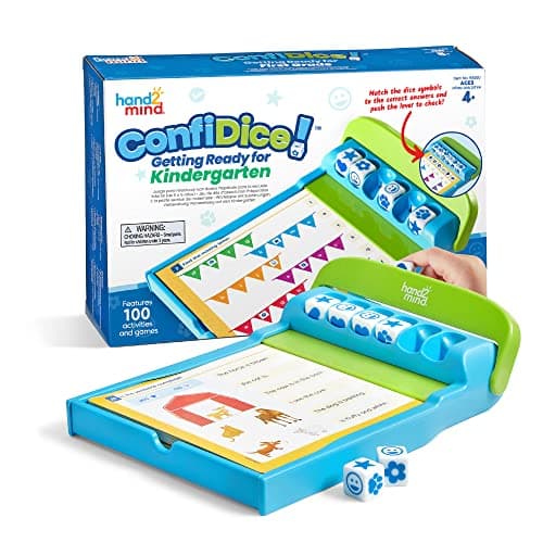 hand2mind ConfiDice Getting Ready for Kindergarten Elementary Prep Learning Games for Kindergarten Toddler Learning Math and Reading Games Workbook for Kids 100 Activities