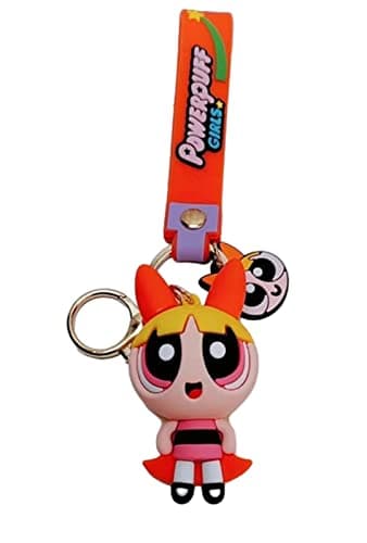 TCB Creations Powerpuff Character Blossom Cartoon 3D Silicone Charm Keychain Keyring