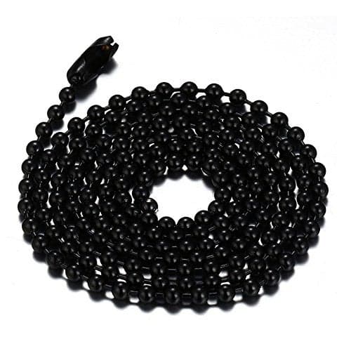 SINLEO Titanium Stainless Steel Small Beads Ball Chain Necklace for Men Women Dog Tag Link Chain Black 2.4MM 28 Inches