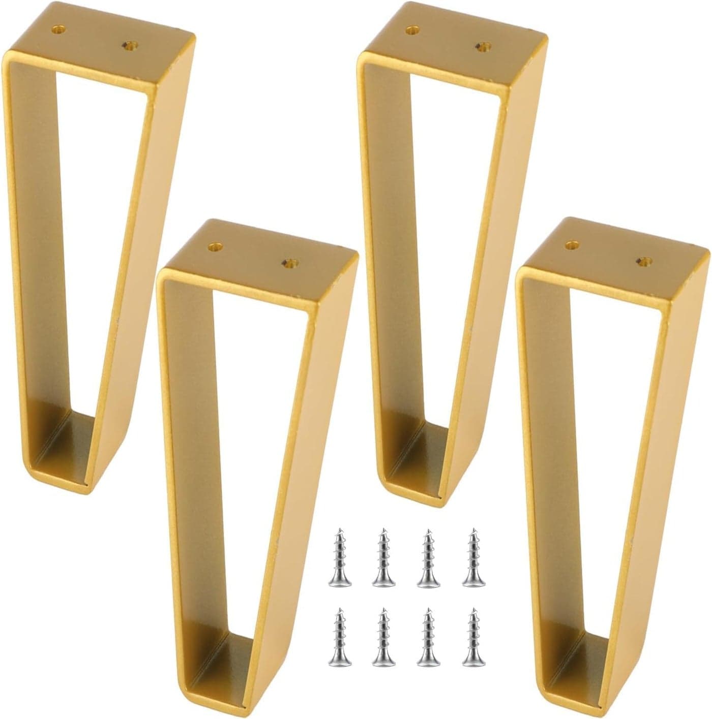 Reyox Trapezoid Furniture Legs 4pcs Solid Steel Furniture Hairpin Leg for Side Table TV Stand and Cabinet Gold 6 Inch