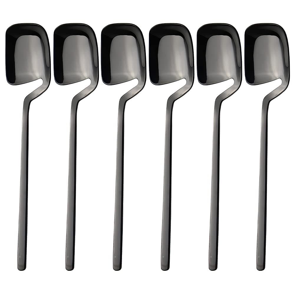 IQCWOOD Coffee Tea Spoons 56 Inches Stainless Steel Small Espresso Spoons for Dessert Ice Cream Sugar Tea Set of 6 Black