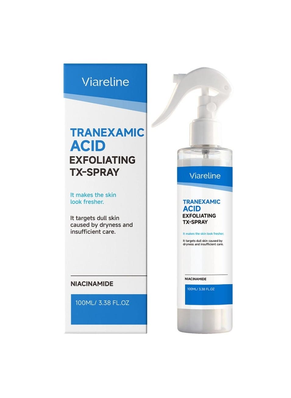 VIARELINE Exfoliating Facial Spray, containing tranexamic acid and niacinamide, brightens skin tone and improves uneven skin tone. 100ml