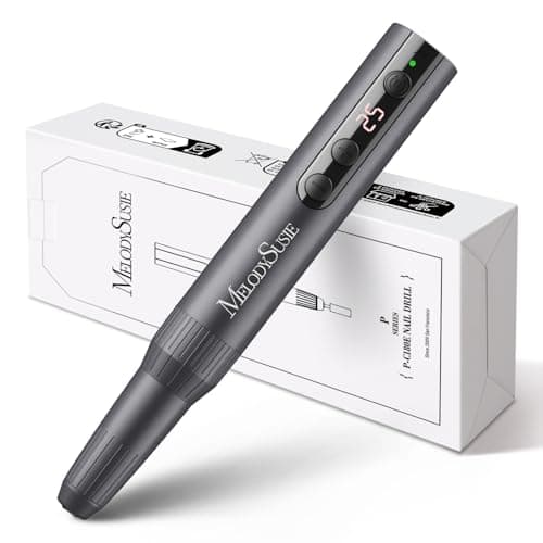 MelodySusie Pen-Shaped Portable Cordless Nail Drill, PC180E 25000RPM Rechargeable Electric File with LED Display for All Nail Care, Manicure Shaping & Acrylic Gel Removal for Nail Artists DIY at Home