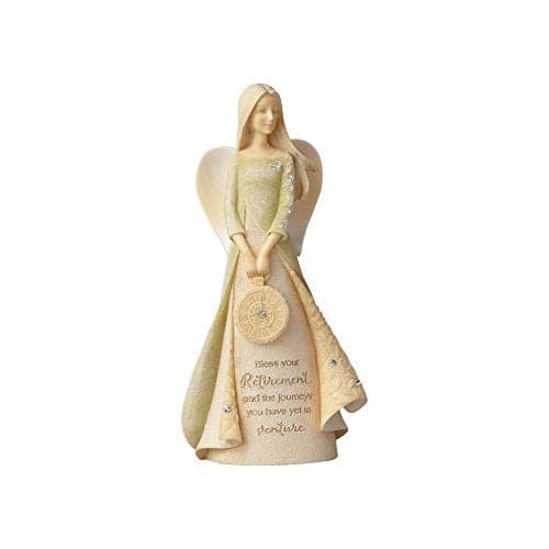 Enesco Foundations Retirement Journey Angel Holding Clock Miniature Figurine 433 Inch Multicolor