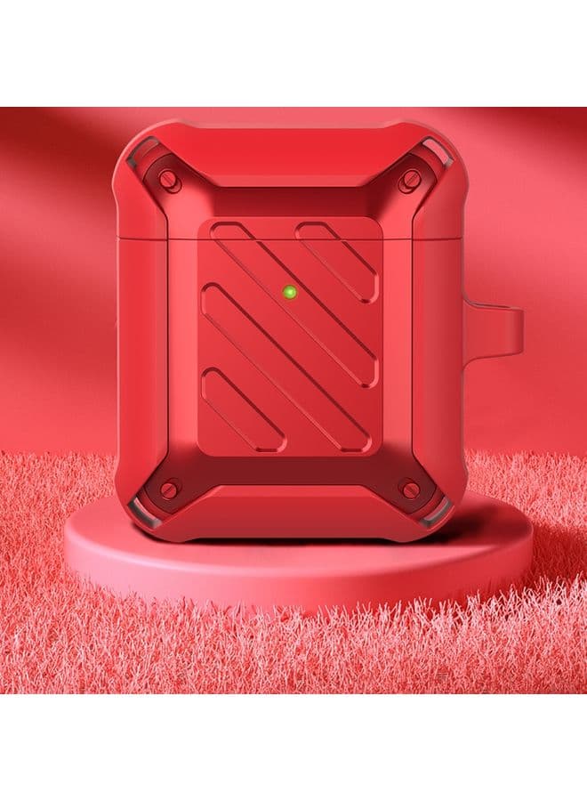 Case Cover Wireless Earphones Shockproof Bumblebee Twill Silicone Protective Case For AirPods 1/2 Red