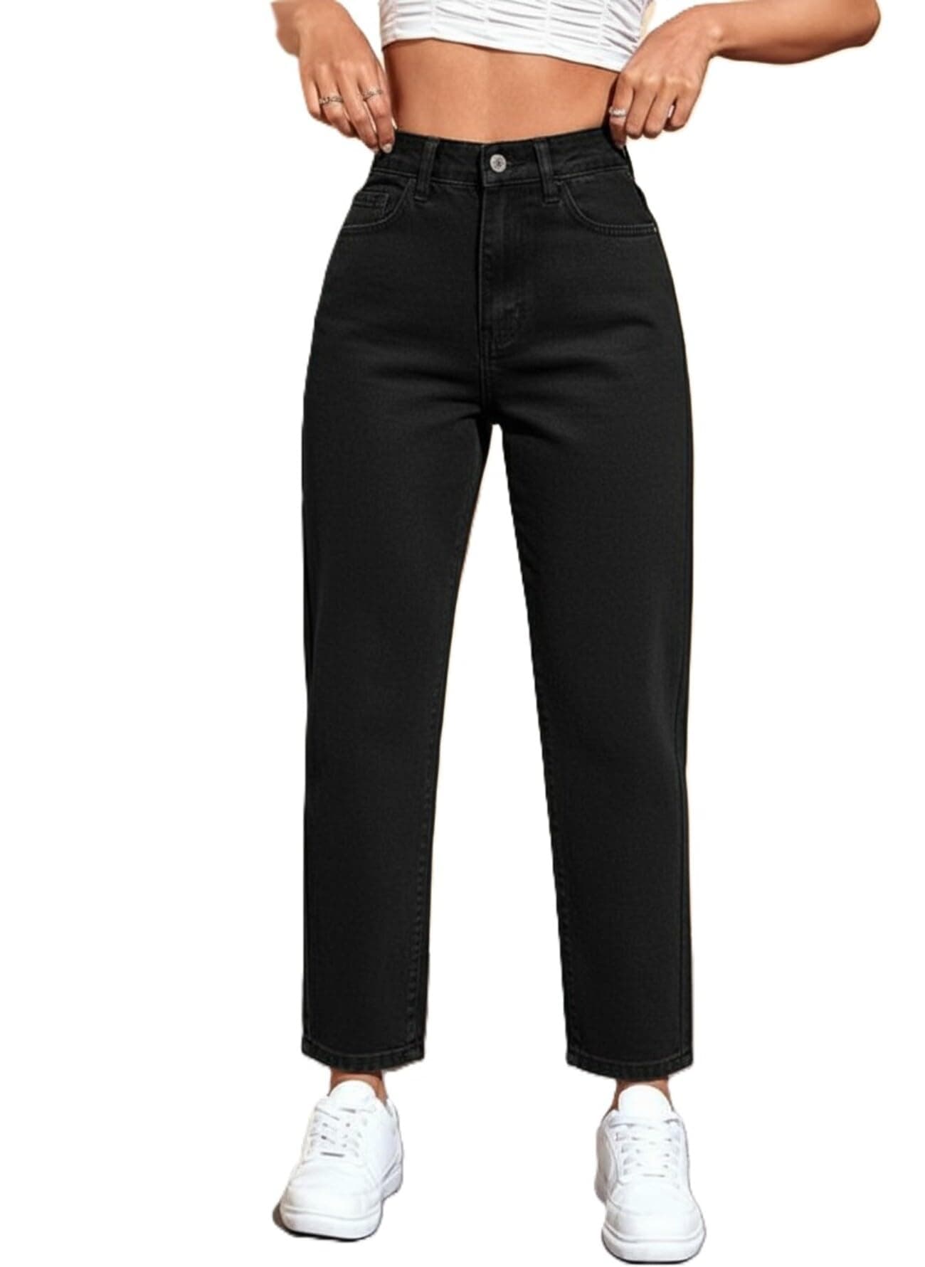 Ben Martin Mom Fit Jeans for Women || High Waist Tapered Fit Stretchable Jean's Pant for Women's || Relax Fit Carrot Jean:s || Stylish Jean,s for Woman || Casual Denim Mom Jean::s,Black 30