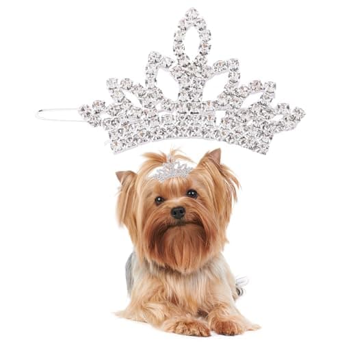 PET SHOW 1pc/Pack Dog Tiara Crown Hair Clips Bows for Small Dogs Costume Crystal Rhinestone Girls Puppies Barrette Grooming Hair Accessories