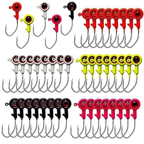 Bombite Crappie Jig Heads, 40pack Crappie Jigs Fishing Jig Heads Hook Lure Fishing Jigs Heads for Bass Fishing 1/16oz