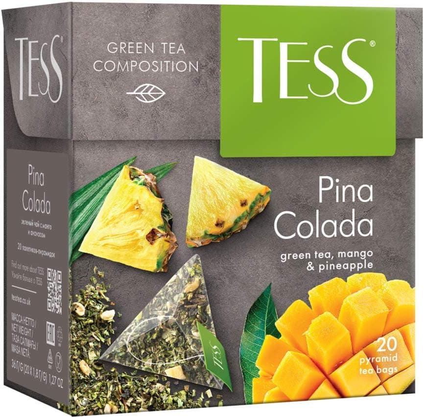 Tess Pina Colada Green Tea with Mango and Pineapple - 20 Pyramid Sachets