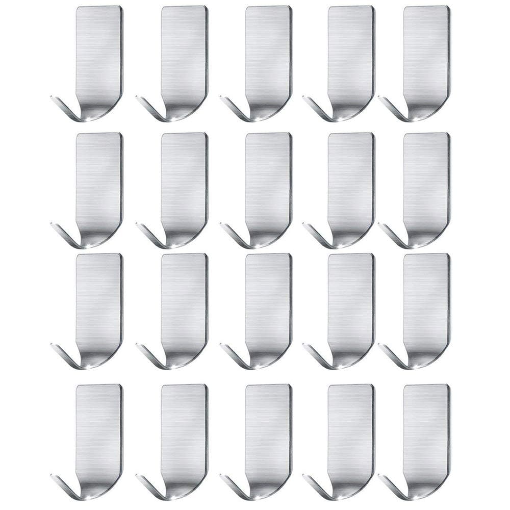 Small Adhesive Hooks Hat Hooks Organizer for Wall Stainless Steel Ultra Strong Wall Rack Hooks for Hanging Hats Caps Keys Kitchen Utensils Kitchen Bathroom Cabinet20 Packs