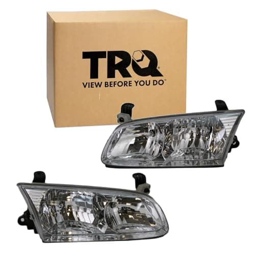 TRQ 2 Piece Headlight Assembly Set Driver & Passenger Side Compatible with 2000-2001 Toyota Camry TO2502130 TO2503130