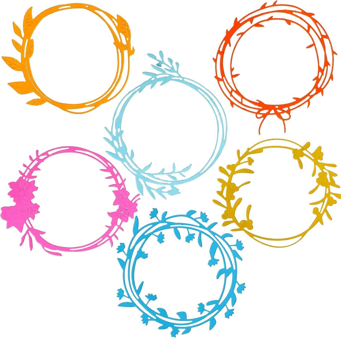 6 Pieces Wreath Die Cuts for Card Making Metal Circle Round Flower Die Cuts for Paper Crafts Border Stencils for Card Making Supplies DIY Craft 6 Styles