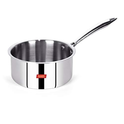 Sumeet Cook Smart Triply Steel-Aluminium-Steel - 3 Layers Sauce Pan - 2.3 LTR - 18Cm, Stainless Steel, Silver, 2300 Milliliter
