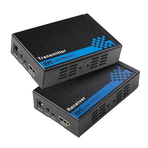 Cable Matters Wall Mount HDMI Extender with TCP/IP - Up to 300 Feet, 1080P, 1-to-Many Setup, HDMI Over Ethernet Extender (Model: 103002)