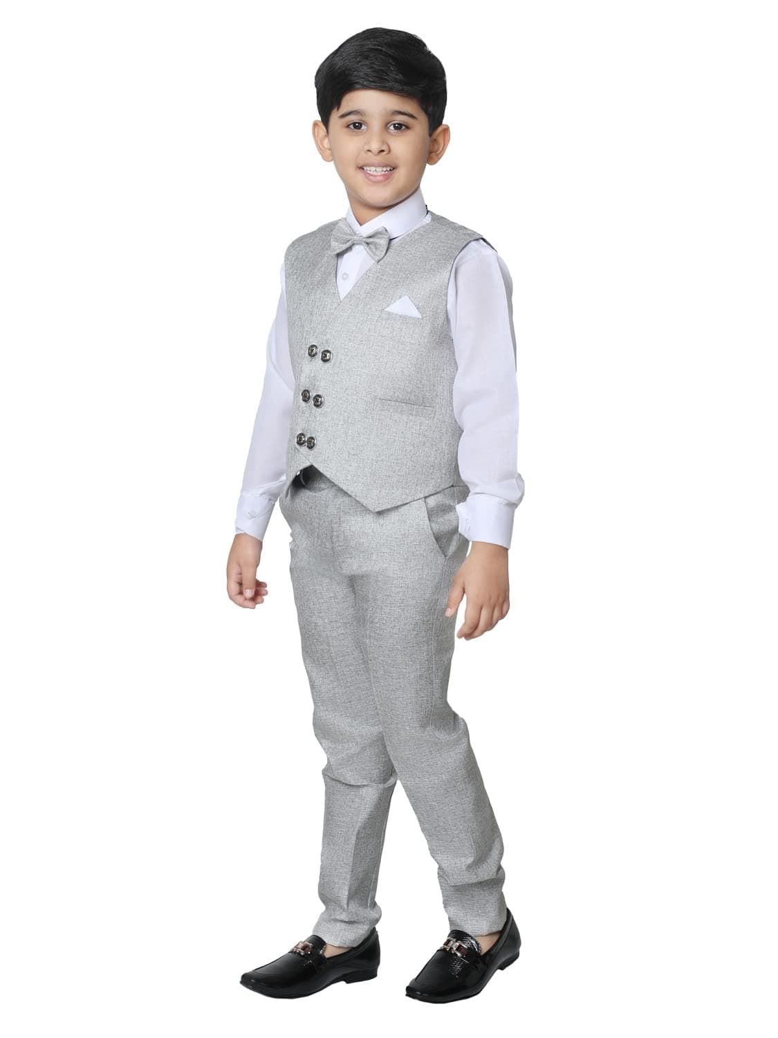Pro-Ethic Style Developer Boy's 3 Piece Suit Set Cotton Linen Pattern, Grey, 9-10 Years