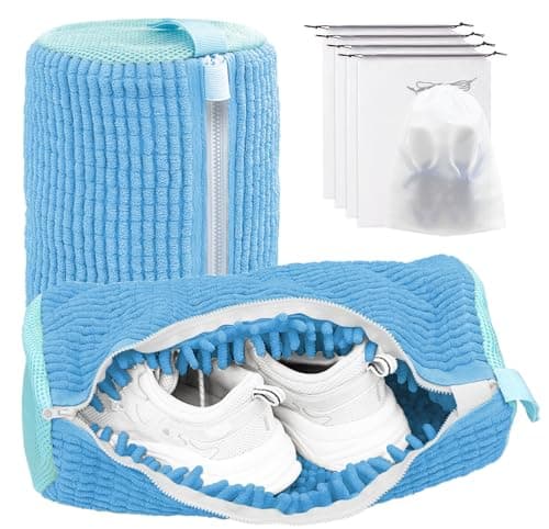 Shoe Washing Machine BagLaundry Shoe Bag for Washer and DryerReusable Shoe Cleaning Bag for SneakersTennis ShoesWith Selflocking Zipper Microfiber InsideInclude Shoe Bag Pro Blue 2 Pack