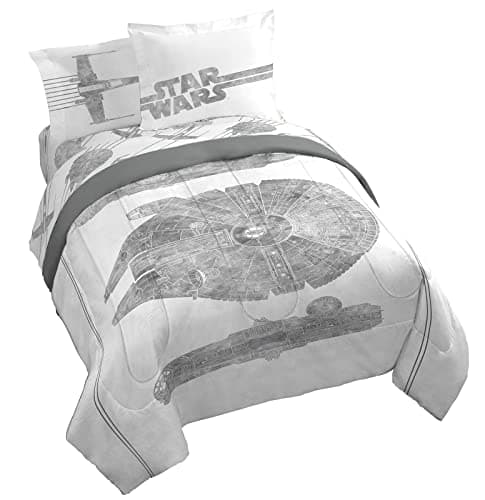 Jay Franco Star Wars Falcon Schematics 7 Piece Queen Size Bed Set Includes Comforter Sheet Set Super Soft Kids Bedding Fade Resistant Microfiber