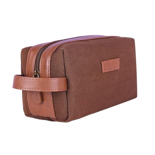 Hamelin Toiletry Bag Shaving Kit Organiser | Travel Friendly Shaving & Makeup Pouch| Toiletry Kit for Men and Women | Dopp Kit | All in One Organizer for Beauty Essentials | Toiletry Case-Walnut Brown