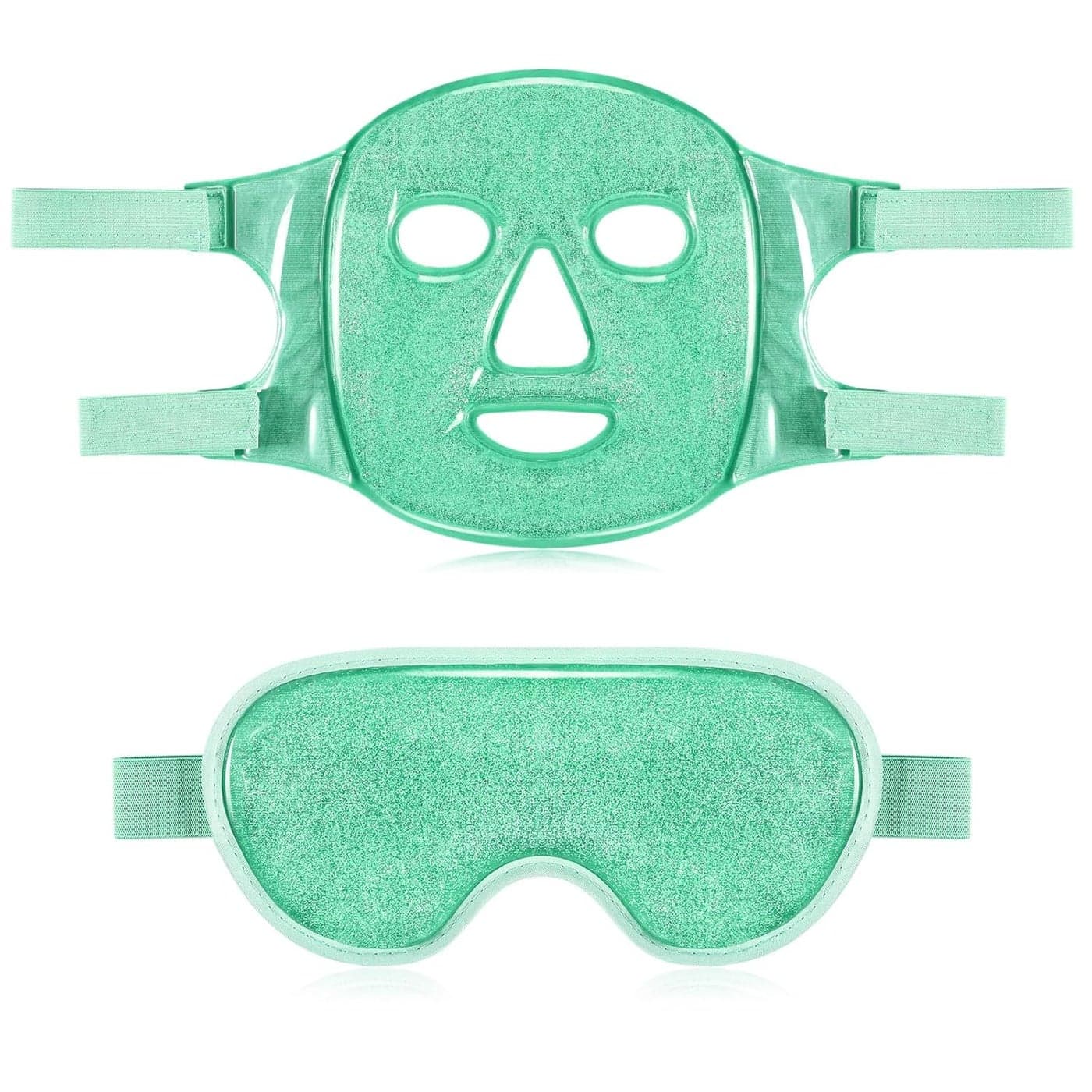 Geyoga Gel Ice Face Eye Mask Cooling Face Eye Masks for Reducing Puffiness Dark Circles Redness Pain Relief Migraine Stress HotCold Pack Compress with Soft Plush BackingGreen