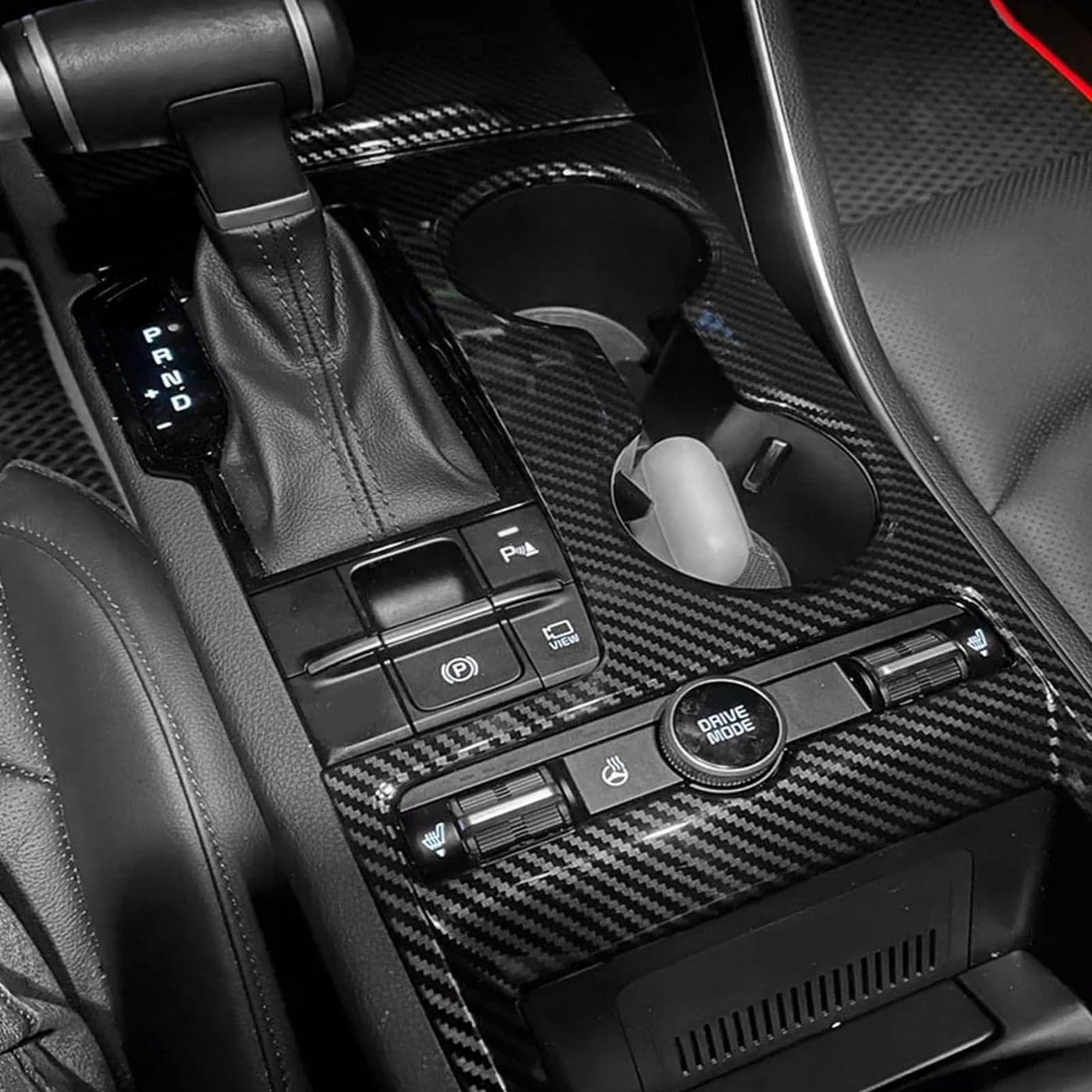 Jauarta Center Console Gear Shift Panel Frame Cover Trim Sticker K5 Carbon Fiber Pattern Replacement Decor for Kia K5 2019 to 2023 for LeftHand Drive