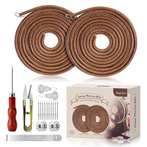 Magicfour Treadle Sewing Machine Belt for SingerJones 2 Pack 71 316 Leather Belt with Hook for Treadle Sewing Machine Accessories Included