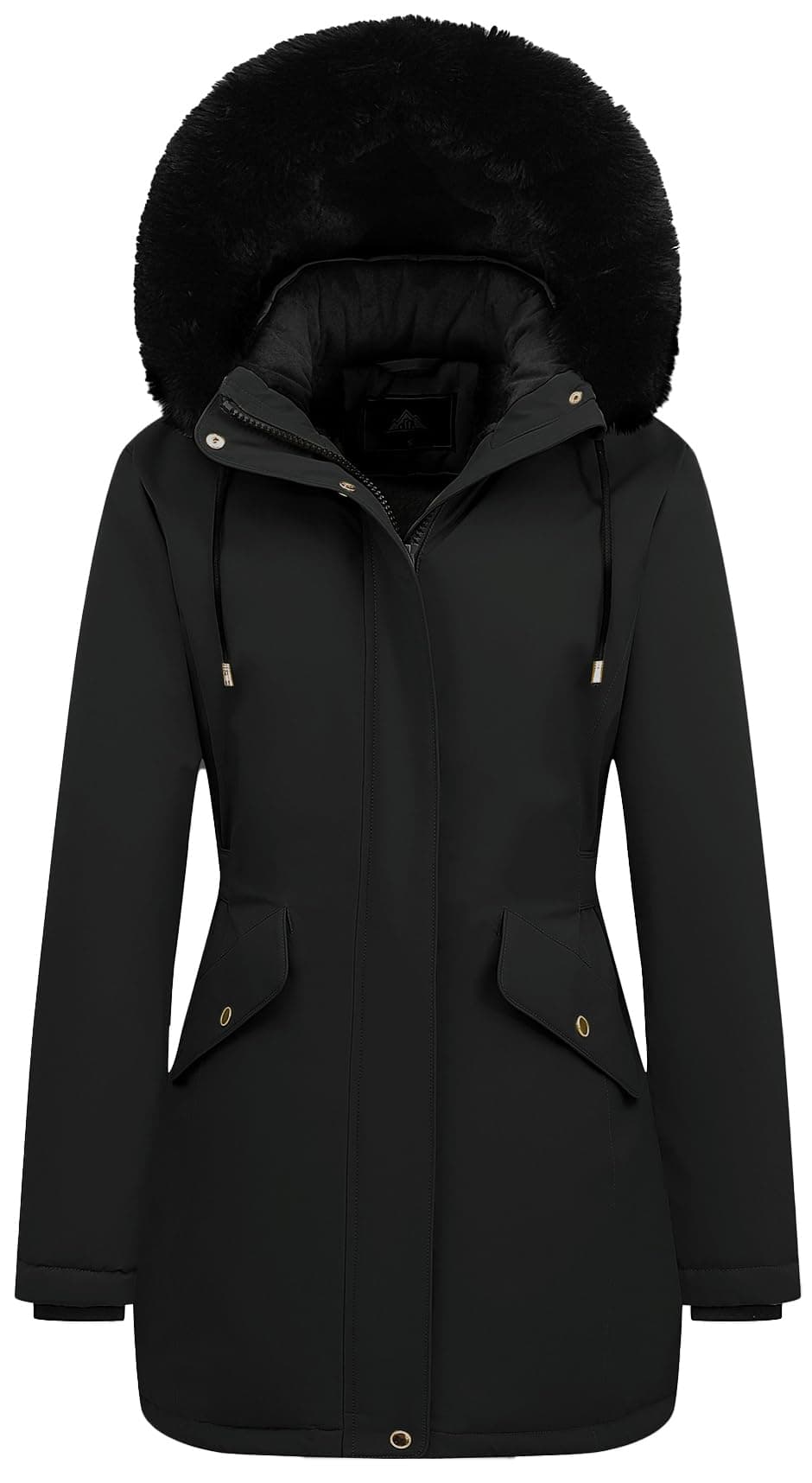 MOERDENG Womens Long Winter Down Coat Thicken Fleece Lined Parka Warm Puffer Jacket With Faux Fur Detachable Hood
